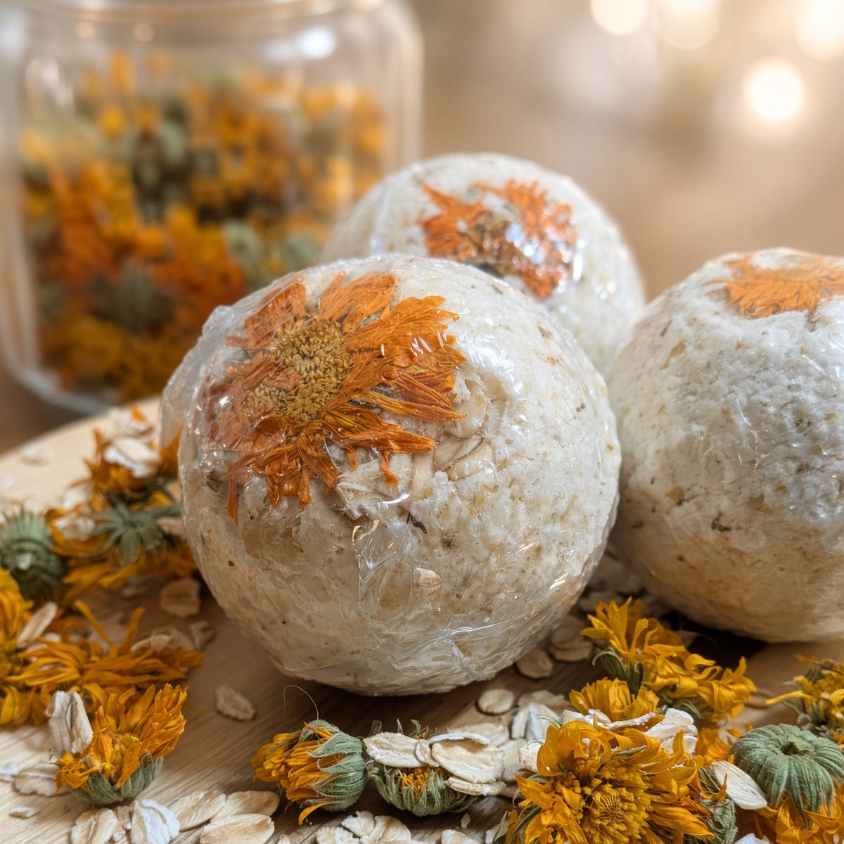 Moisturizing Orange Calendula Oatmeal Bath Bombs